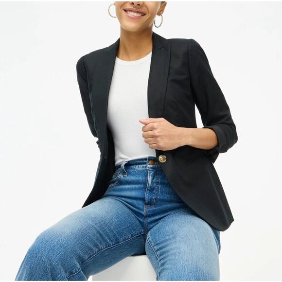 J. Crew Jackets & Blazers - NWT J.Crew Linen Blend Holland Blazer In Black Size 16